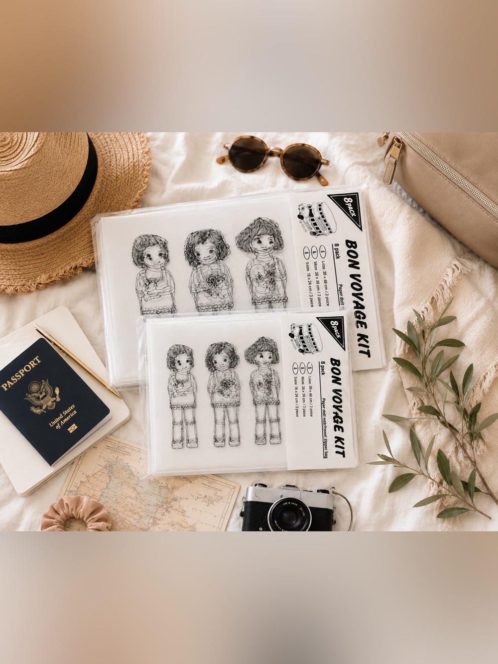 Afrocat Paper Doll Mate Bon Voyage Kit 8-Pack Travel Zipper Organizer Bags